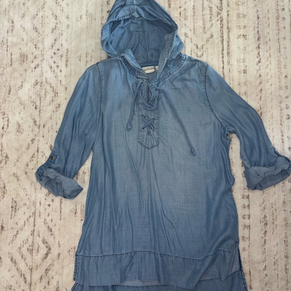 Women's Blue Hooded Top